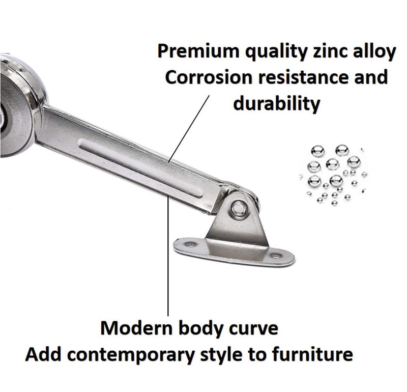 MOYODOR Lid Support Hinge in Satin Nickel MOYODOR Folding Lid Stay Hinge with Soft Close, Perfect for Toy Box/Drawer Window/Wardrobe/Cabinet Door,35Lb (Normal Style 1pair) - Image 2